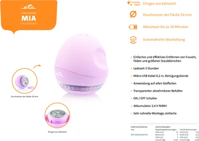 Obrázek produktu pro Eta ETA226090000, 85 mm, 85 mm, 90 mm, 180 g, 90 mm, 90 mm
