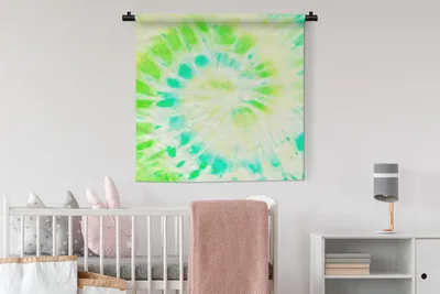Produktbild von MuchoWow® Wandteppich Wandbehang Sommer - Krawattenfärbung - Weiß 90x90 cm Tapisserie Dekoration Wandtuch - Wandaufhänger