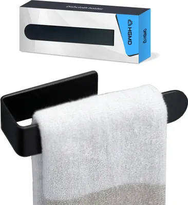 Produktbild von HGMD Geschirrtuchhalter - Spültisch-Organizer - Schwarz - Selbstklebend - Edelstahl - Inklusive 3M-Klebeetikett