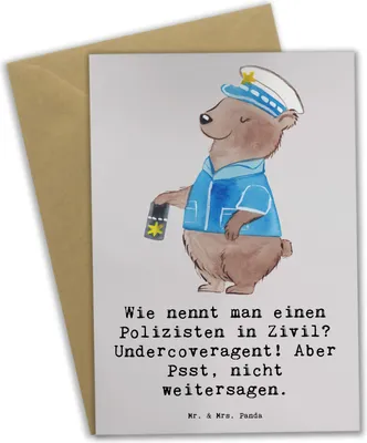 Produktbild von Mr. & Mrs. Panda babykarte Geheimer Polizist - Grau Pastell - Geschenk, Beruf, personalisierte Geschenke, hochzeitskarten, Ordnungshüter, osterkarten, mit Herz, Held