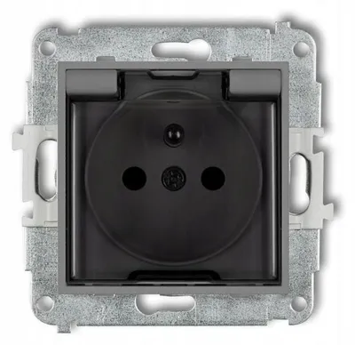 Produktbild von MINI-Spritzwasserschutzsteckdose mit/ohne IP44 mit Abdeckungen, Rauchschutzklappe, mattgrau 27MGPB-1zdp