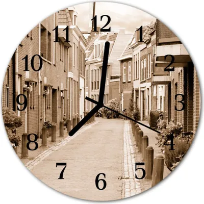 Produktbild von Glasuhr Wanduhr Küchenuhr Echt-Glas 30fi cm Gasse sepia