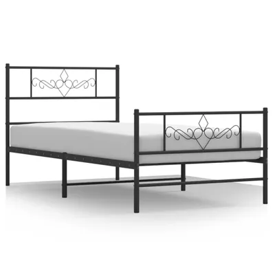 Obrázok produktu pre vidaXL Detská posteľ s čelom a nohami kovová čierna 90x190 cm