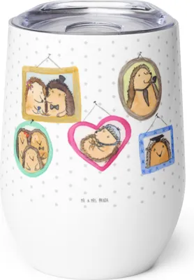 Produktbild von Mr. & Mrs. Panda Thermobecher Igel Familie - Weiß - Geschenk, Bilder, Isolierbecher, thermosbecher, glühweinbecher, Muttertag, Mama, Thermo Becher, kaffee tasse