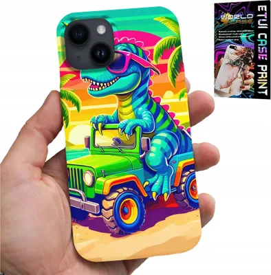 Obrázok produktu pre Puzdro Pre Iphone 14 - Dinosaurus V Nákladnom Aute Pre Deti