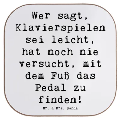 Produktbild von Mr. & Mrs. Panda Getränkeuntersetzer Spruch Klavier Herausforderung - Weiß - Geschenk, Elfenbeintasten, Musik, Konzert, Kaffeeuntersetzer, Musiker, Untersetzer für Gläser
