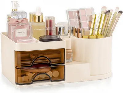 Produktbild von 360° drehbarer Kosmetikkoffer mit Schubladen – Aufbewahrung für Beauty- und Hautpflegeprodukte für Schminktisch, Badezimmer oder Büro