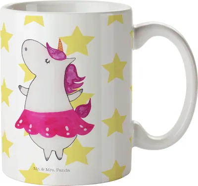 Produktbild von Mr. & Mrs. Panda Pott Einhorn Ballerina - Weiß - Geschenk, Wohnung, haferl, Teebecher, Tänzerin, Party, Spaß, Geburtstag, kaffeebecher bedruckt, Einhörner, Teetasse, Deko