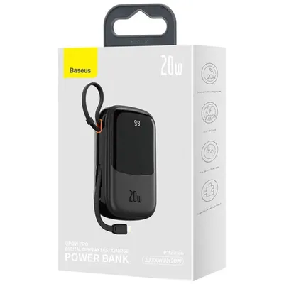 Produktbild von Baseus PPQD060201, 20000 mAh, Lithium Polymer (LiPo), Quick Charge, Power Delivery, 20 W, Schwarz