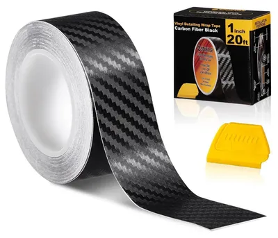 Productafbeelding van Koolstofvezel plakband rol, 2,5 x 600 cm, met luchtontluchtingslaag, zwarte 3D vinylfolie, geschikt voor auto, motor en doe-het-zelf projecten