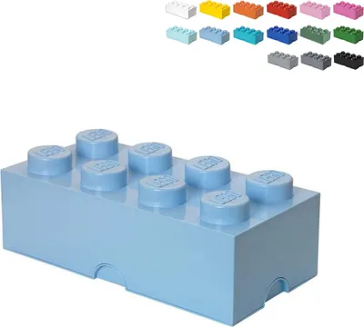 Produktbild von LEGO Aufbewahrungsbox, Himmelblau, LEGO Steinform, 8 Noppen, 2 Fächer, stapelbar, mit Deckel, aus Polypropylen, BPA-/PVC-/Phthalat-frei, einfach zu reinigen, 50 x 18 x 25 cm