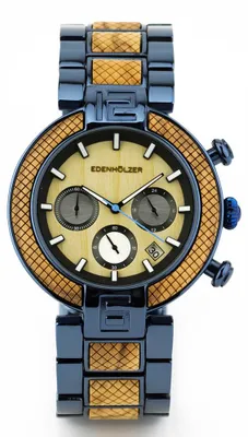 Productafbeelding van Edenhölzer Holzuhr, herenhorloge, chronograaf, model Sumba, ED066-001