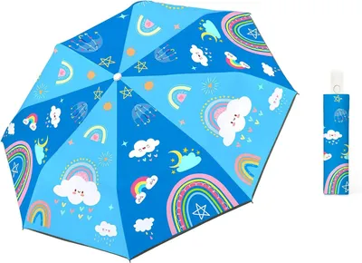 Imagen del producto de Mini paraguas para niños, resistente al viento, con protección UV, compacto, plegable, ideal para la escuela