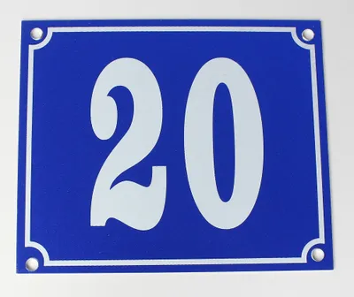 Produktbild von Hausnummernschild Aluminium Aluschild 1 mm Stärke Alu Schild Nr. 20 blau