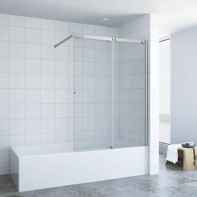 Produktbild von AQUABATOS Badewannenaufsatz mit Schiebetür, Duschtrennwand für Badewanne Duschwand Glas aus 6 mm Einscheiben Sicherheitsglas, Nano Beschichtung 110 x 150 cm