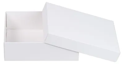Image de Boîte pliante de 11,5 x 15,5 x 5 cm, blanche, avec couvercle, en carton - Lot de 10