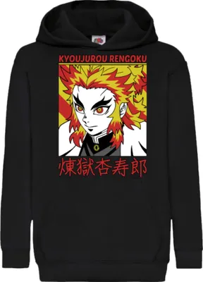 Obrázek produktu pro Dětská Mikina S Kapucí Demon Anime Slayer Kyojuro Rengoku 002, 9-11 Jahr - 140 / Černá