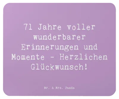 Produktbild von Mr. & Mrs. Panda Mousepad Spruch 71. Geburtstag Erinnerungen - Lavendeltraum - Geschenk, Mouse Pad, computer mauspad, pc, Geschenke, mousematte, Happy Birthday, Jubiläum