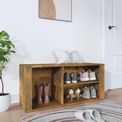 Produktbild von "2026 Promotion" Schuhschrank, Schuhkipper, Schuhregal, Räuchereiche 100x35x45 cm Holzwerkstoff - Schuhständer CC28197