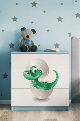 Produktbild von Kinderkommode mit Schubladen Kleiner Dino in der Farbe Blau Babydreams