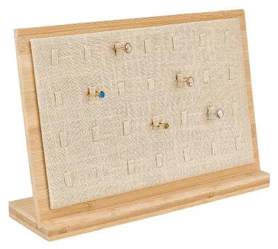 Obrázek produktu pro Stojan na prsteny s 28 přihrádkami - Dřevěný stojan na šperky - Organizér na prsteny - Stojan na šperky do komody - Elegantní prezentace - Optimální úhel pohledu