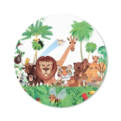 Produktbild von MuchoWow® Mauspad Mousepad Wilde Tiere - Dschungel - Löwe - Tiger - Mädchen - Kinder - Jungen 20x20 cm - Mousepads - Maus Mat - Pad - Mausunterlage - Schreibtischmatte