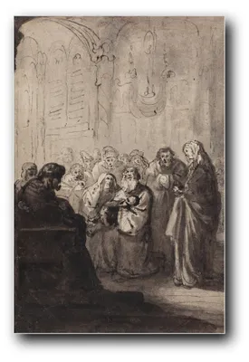 Produktbild von Kunstdruck „Kircheninterieur mit Figurengruppe“ von Abraham van Dijck – 20×30 cm – ungerahmt