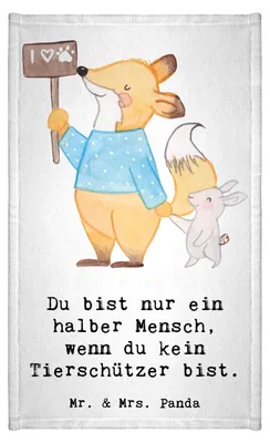 Produktbild von Mr. & Mrs. Panda Handtuch Tierschützer Herz - Weiß - Geschenk, Gästehandtuch 30x50, Frotteetuch, frottee, gäste wc, Gäste-WC