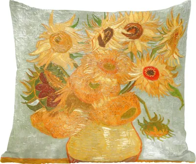 Produktbild von MuchoWow® Zierkissen Sofakissen Wohnzimmer Dekokissen 45x45 cm Sonnenblumen - Gemälde von Vincent van Gogh - Schlafpolster - Polster für das Sofa