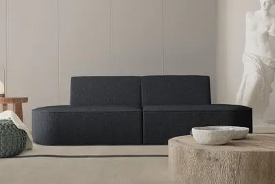 Produktbild von Sofa Designersofa 2-Sitzer MILOT in Stoff Ascot Bukla Schwarz