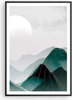 Produktbild von Gerahmtes Poster - Schwarzer Rahmen - Abstraktion Berge Stück - 70x100 cm - Wand Bild - Wanddeko - Wandbilder - Kunstposter - Wandposter - Bilderrahmen - Bilder - Kunstdruck - P2BPA70x100-4911