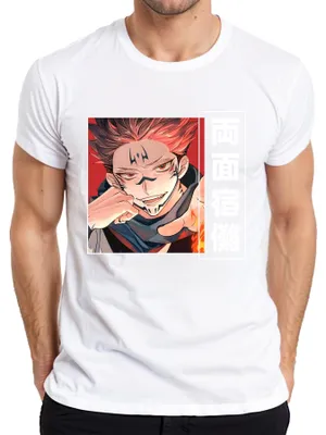 Immagine prodotto di Maglietta da uomo Jujutsu Kaisen 両面宿儺 Demon Anime Aesthetics Manga Flame Gift, bianco, M