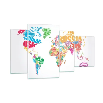 Produktbild von Bilder auf glas - Karte Worte Welt Geographie - 120x70cm - Glasbilder - Wandbilder - Kunstdruck - zum Aufhängen bereit - Wanddekoration aus Glas - Glas Bilder - Wandbild auf Glas - GDL120x70-2860