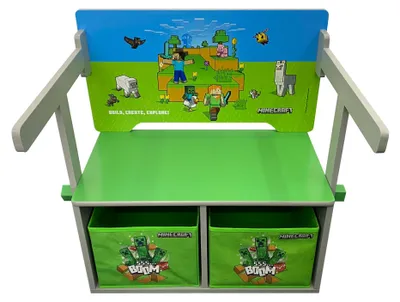 Image de MINECRAFT - Banc rabattable en banquette de jeu avec table, meuble pour enfants au design coloré