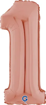 Image de Ballon en aluminium géant 26"/66 cm | Chiffre en or rose : 1