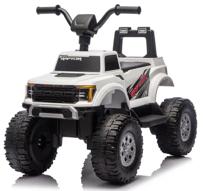 Imagen del producto de Coche eléctrico para niños Ford Raptor F150, coche eléctrico para niños, batería de 12V, vehículo todoterreno, color blanco, marca Sun Baby