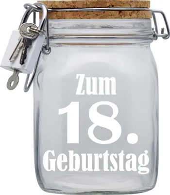 Produktbild von Spardose Geld Geschenk Ideen 18. Geburtstag Transparent Größe L 1 Liter