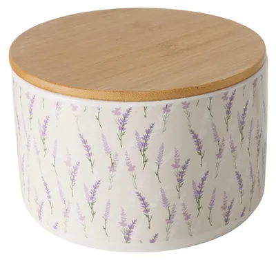 Produktbild von Behälter aus Keramik LAVANDER mit Bambusdeckel, Ø 16 cm