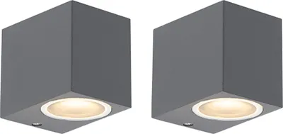 Produktbild von Set mit 2 Modernen Wandleuchten Anthrazit IP44 Baleno I