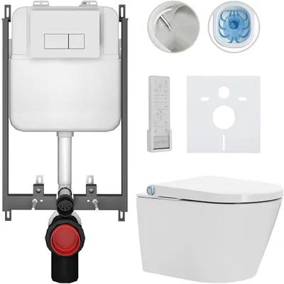 Immagine prodotto di CERANO - WC sospeso con bidet Cronus Pro - bianco lucido - pulsante Prime/Modulo, bianco - da incasso - 59,3 x 38,4 cm