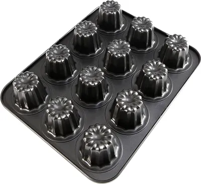 Obrázok produktu pre Formy na canele z uhlíkovej ocele CANDeal s 12 dutinami, formy na mini torty, formy na canneles, formy na muffiny, mini bordeli, ryhované formy na torty, formy na cupcakes