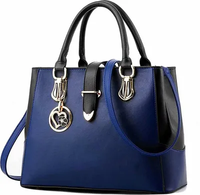 Produktbild von Damen Handtaschen Schwarz groß taschen Leder moderne damen handtasche gross schultertasche Frauen Umhängetasche (Blau)