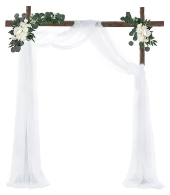 Produktbild von Solidchoice – Elegante, weiße Chiffon-Dekorationsvorhänge für Hochzeiten