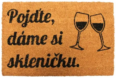 Obrázok produktu pre HOME ELEMENTS Rohožka z kokosových vlákien 40 x 60 cm, Pojďte, dáme si skleničku