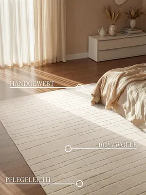 Produktbild von Villeroy & Boch Wollteppich Kenso, Creme, handgewebt, wärmeisolierend, Natürlich - 160x230 cm