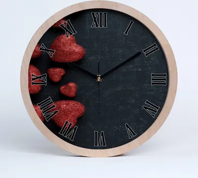 Produktbild von Holzuhr 30fi cm wanduhr - schwarze Spitzen - Herz auf dem Brett