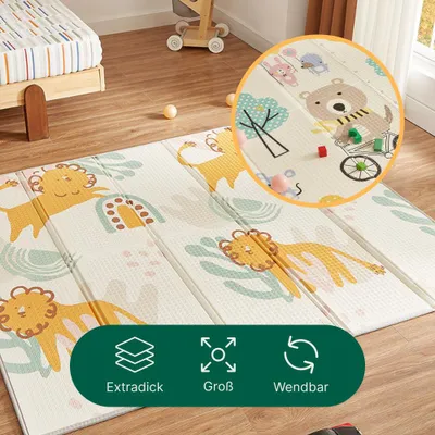 Produktbild von CASABEL Baby-Spielmatte, dick und weich, 180x150cm, Motiv Löwe