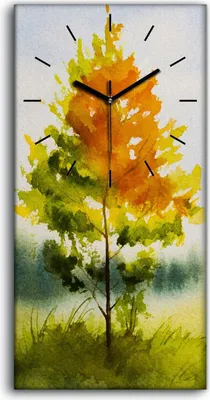 Produktbild von Küche Wohnzimmer Wand Leinwand Uhr 30x60 Gemälde Abstrakte Baum Himmel Wolken - schwarze Hände