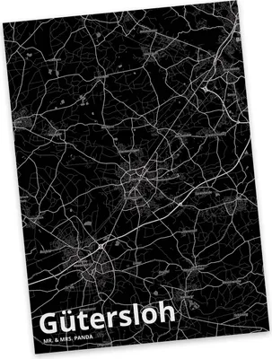 Produktbild von Mr. & Mrs. Panda bildkarte Gütersloh - Geschenk, Kunstkarten, Postkarten, Ansichtskarten, Motivkarte, Fotokarte, Postkarte, Stadt Dorf Karte Landkarte Map Stadtplan