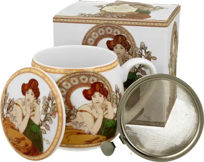 Produktbild von DUO ART GALLERY Fassbecher 430 ml TOPAZ mit Teesieb, New Bone China Porzellan